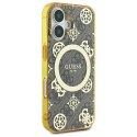 Guess GUHMP16SH4PYEEW iPhone 16 6.1" brązowy/brown hardcase IML Peony On 4G Background MagSafe