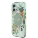 Guess GUHMP16SHFWBDCEN iPhone 16 6.1" zielony/green hardcase IML Flower & Tonal Circle MagSafe