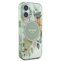 Guess GUHMP16SHFWBDCEN iPhone 16 6.1" zielony/green hardcase IML Flower & Tonal Circle MagSafe