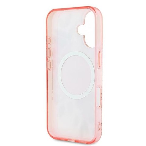 Guess GUHMP16SHFWBDCEP iPhone 16 6.1" różowy/pink hardcase IML Flower & Tonal Circle MagSafe