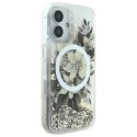 Guess GUHMP16SLFMWTE iPhone 16 6.1" beżowy/beige hardcase Liquid Glitter Flower MagSafe