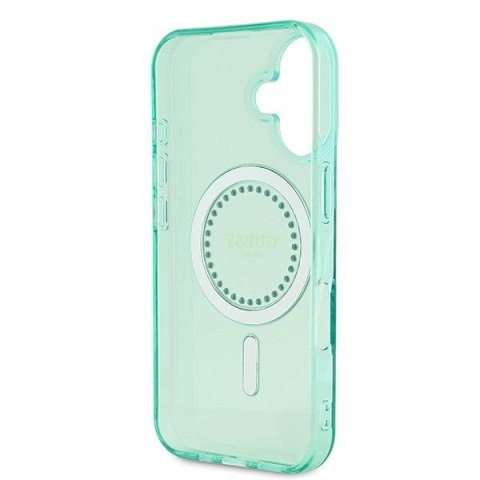 Guess GUHMP16SPFTDTEN iPhone 16 6.1" zielony/green hardcase IML Rhinestones MagSafe