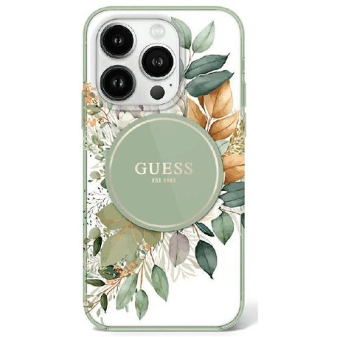 Guess GUHMP16XHFWBDCEN iPhone 16 Pro Max 6.9" zielony/green hardcase IML Flower & Tonal Circle MagSafe