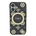 Guess GUHMP16SH4PYEEK iPhone 16 6.1" czarny/black hardcase IML Peony On 4G Background MagSafe