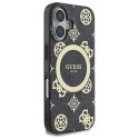 Guess GUHMP16SH4PYEEK iPhone 16 6.1" czarny/black hardcase IML Peony On 4G Background MagSafe