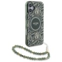 Guess GUHMP16SHCPOFPA iPhone 16 6.1" zielony/green hardcase IML Flowers Allover Electro With Pearl Strap MagSafe