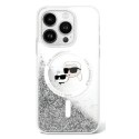 Karl Lagerfeld KLHMP16SLGKCSGH iPhone 16 6.1" hardcase transparent Liquid Glitter Karl&Choupette Head Magsafe