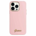 Guess GUHCP16XSMBSLP iPhone 16 Pro Max 6.9" różowy/pink hardcase Silicone Script Metal Logo & Frame