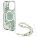 Guess GUHMP16XHFWBRCESN iPhone 16Pro Max 6.9" zielony/green hardcase IML Flowers With Pearl Strap MagSafe