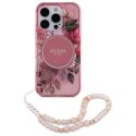 Guess GUHMP16XHFWBRCESP iPhone 16Pro Max 6.9" różowy/pink hardcase IML Flowers With Pearl Strap MagSafe