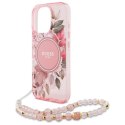 Guess GUHMP16XHFWBRCESP iPhone 16Pro Max 6.9" różowy/pink hardcase IML Flowers With Pearl Strap MagSafe