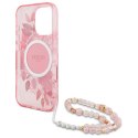 Guess GUHMP16XHFWBRCESP iPhone 16Pro Max 6.9" różowy/pink hardcase IML Flowers With Pearl Strap MagSafe