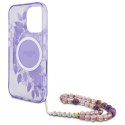 Guess GUHMP16XHFWBRCESU iPhone 16Pro Max 6.9" fioletowy/purple hardcase IML Flowers With Pearl Strap MagSafe