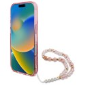 Guess GUHMP16LHFWBRCESP iPhone 16 Pro 6.3" różowy/pink hardcase IML Flowers With Pearl Strap MagSafe