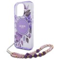 Guess GUHMP16LHFWBRCESU iPhone 16 Pro 6.3" fioletowy/purple hardcase IML Flowers With Pearl Strap MagSafe