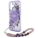 Guess GUHMP16MHFWBRCESU iPhone 16 Plus 6.7" fioletowy/purple hardcase IML Flowers With Pearl Strap MagSafe