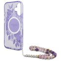 Guess GUHMP16MHFWBRCESU iPhone 16 Plus 6.7" fioletowy/purple hardcase IML Flowers With Pearl Strap MagSafe