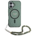 Guess GUHMP16MHGCRELSA iPhone 16 Plus 6.7" zielony/green hardcase IML Glitter With Pearl Strap MagSafe