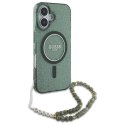 Guess GUHMP16MHGCRELSA iPhone 16 Plus 6.7" zielony/green hardcase IML Glitter With Pearl Strap MagSafe