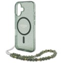 Guess GUHMP16MHGCRELSA iPhone 16 Plus 6.7" zielony/green hardcase IML Glitter With Pearl Strap MagSafe