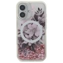 Guess GUHMP16SLFMWTP iPhone 16 6.1" różowy/pink hardcase Liquid Glitter Flower MagSafe