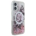 Guess GUHMP16SLFMWTP iPhone 16 6.1" różowy/pink hardcase Liquid Glitter Flower MagSafe