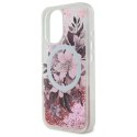 Guess GUHMP16SLFMWTP iPhone 16 6.1" różowy/pink hardcase Liquid Glitter Flower MagSafe