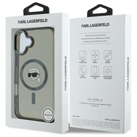 Karl Lagerfeld KLHMP16SHLSKIK iPhone 16 6.1" czarny/black hardcase IML Metal Karl Head MagSafe