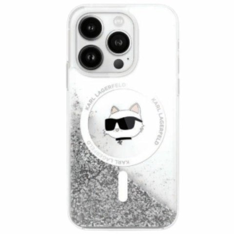 Karl Lagerfeld KLHMP16SLGCHSGH iPhone 16 6.1" hardcase transparent Liquid Glitter Choupette Head Magsafe