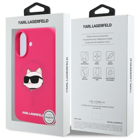 Karl Lagerfeld KLHMP16SSCHPPLF iPhone 16 6.1" fuksja/fuschia hardcase Silicone Choupette Head Print MagSafe