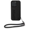 BMW BMHCP16L23RMRLK iPhone 16 Pro 6.3" czarny/black hardcase Signature Leather Wordmark Cord