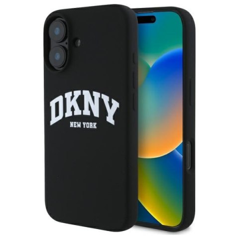 DKNY DKHMP16SSNYACH iPhone 16 6.1" czarny/black hardcase Silicone White Printed Logo MagSafe