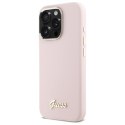 Guess GUHCP16XSMBSLP iPhone 16 Pro Max 6.9" różowy/pink hardcase Silicone Script Metal Logo & Frame