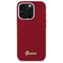 Guess GUHCP16LSMBSLM iPhone 16 Pro 6.3" magenta hardcase Silicone Script Metal Logo