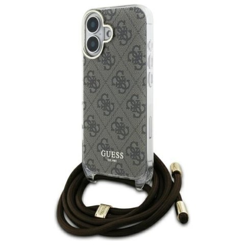 Guess GUHCP16SHC4SEW iPhone 16 6.1" brązowy/brown hardcase Crossbody Cord 4G Print