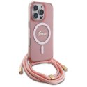 Guess GUHMP16XHCTSGNSP iPhone 16 Pro Max 6.9" różowy/pink hardcase Crossbody Cord Script MagSafe