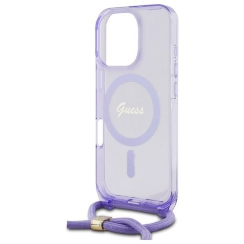Guess GUHMP16XHCTSGNSU iPhone 16 Pro Max 6.9" fioletowy/purple hardcase Crossbody Cord Script MagSafe