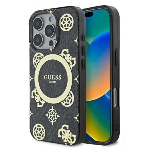 Guess GUHMP16LH4PYEEK iPhone 16 Pro 6.3" czarny/black hardcase IML Peony On 4G Background MagSafe