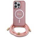 Guess GUHMP16LHCTSGNSP iPhone 16 Pro 6.3" różowy/pink hardcase Crossbody Cord Script MagSafe