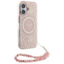 Guess GUHMP16MHCPOFPP iPhone 16 Plus 6.7" różowy/pink hardcase IML Flowers Allover Electro With Pearl Strap MagSafe