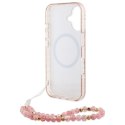 Guess GUHMP16MHCPOFPP iPhone 16 Plus 6.7" różowy/pink hardcase IML Flowers Allover Electro With Pearl Strap MagSafe