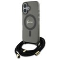 Guess GUHMP16SHCTSGNSK iPhone 16 6.1" czarny/black hardcase Crossbody Cord Script MagSafe