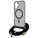 Guess GUHMP16SHCTSGNSK iPhone 16 6.1" czarny/black hardcase Crossbody Cord Script MagSafe