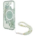 Guess GUHMP16SHFWBRCESN iPhone 16 6.1" zielony/green hardcase IML Flowers With Pearl Strap MagSafe