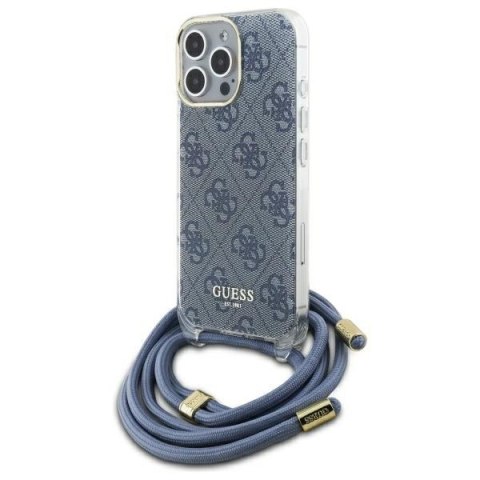 Guess GUHCP16LHC4SEB iPhone 16 Pro 6.3" niebieski/blue hardcase Crossbody Cord 4G Print