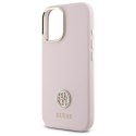 Guess GUHCP16SM4DGPP iPhone 16 6.1" jasnoróżowy/pink hardcase Silicone Logo Strass 4G