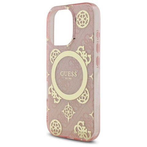 Guess GUHMP16XH4PYEEP iPhone 16 Pro Max 6.9" różowy/pink hardcase IML Peony On 4G Background MagSafe
