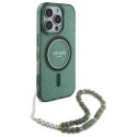 Guess GUHMP16XHGCRELSA iPhone 16 Pro Max 6.9" zielony/green hardcase hardcase IML Glitter With Pearl Strap MagSafe