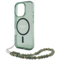 Guess GUHMP16LHGCRELSA iPhone 16 Pro 6.3" zielony/green hardcase IML Glitter With Pearl Strap MagSafe