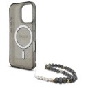 Guess GUHMP16LHGCRELSK iPhone 16 Pro 6.3" czarny/czarny hardcase IML Glitter With Pearl Strap MagSafe